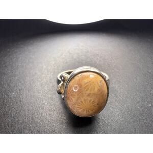 Sajen fossil coral sterling silver ring size 7